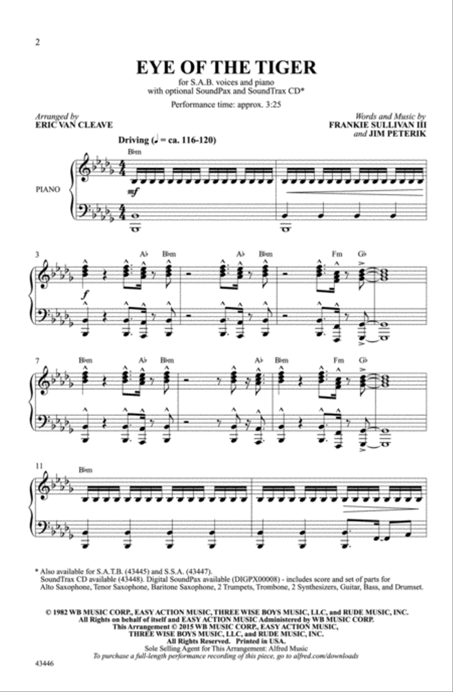 Eye of the Tiger Choir scores gallery preview page 1