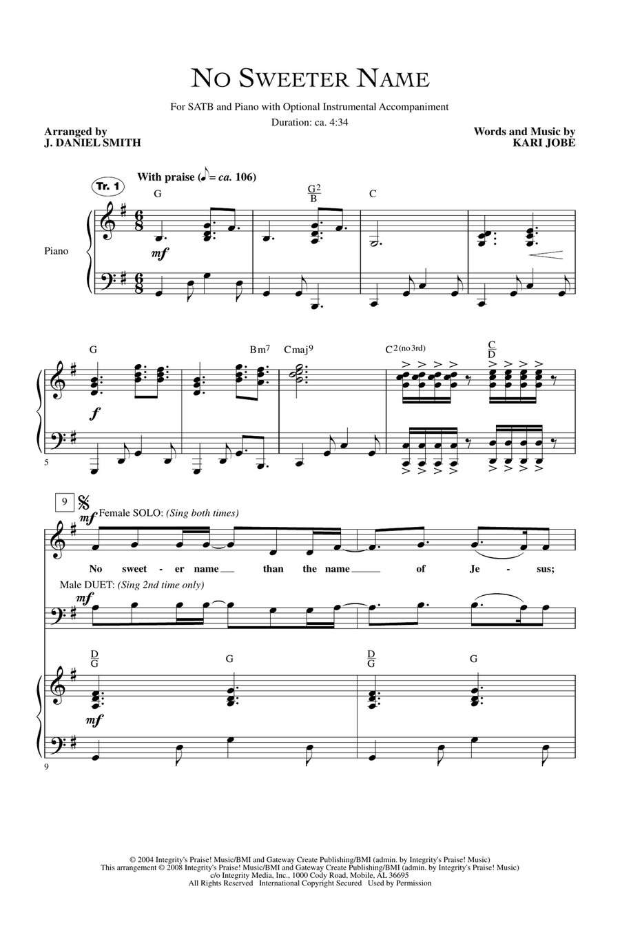 No Sweeter Name 4-Part scores gallery preview page 1