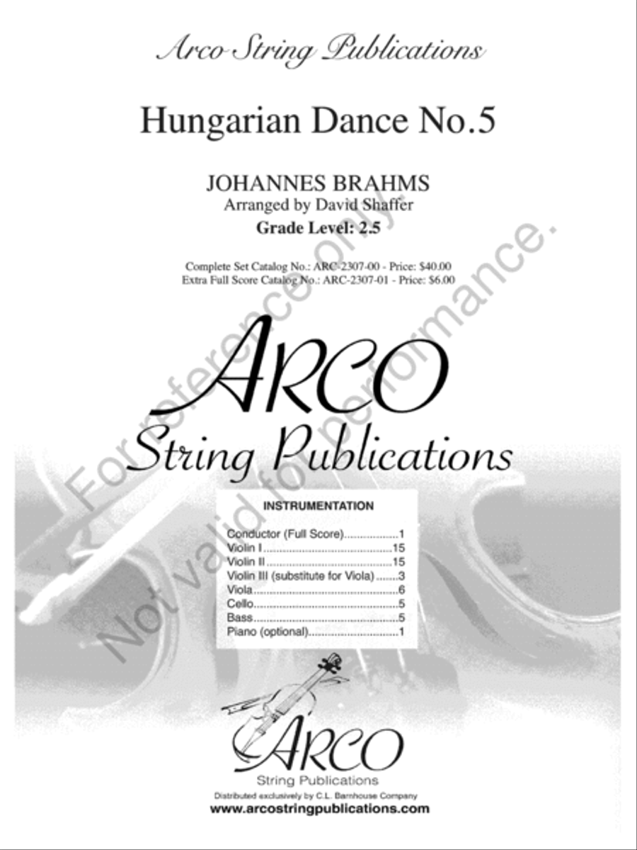 Hungarian Dance No. 5 Hungarian Dance No. 5 String Orchestra scores gallery preview page 2