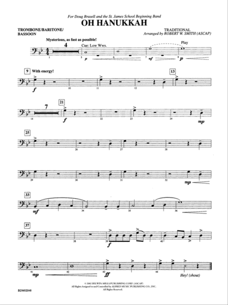 Oh Hanukkah: 1st Trombone Concert Band scores gallery preview page 1