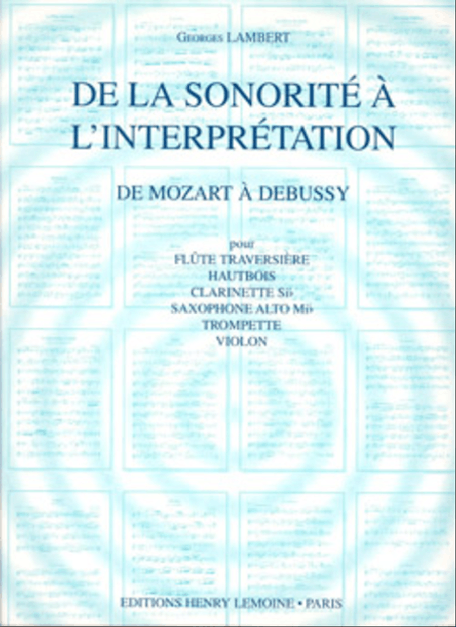 De la sonorite a l'interpretation - Volume 2 de Mozart a Debussy Flute scores gallery preview page 1