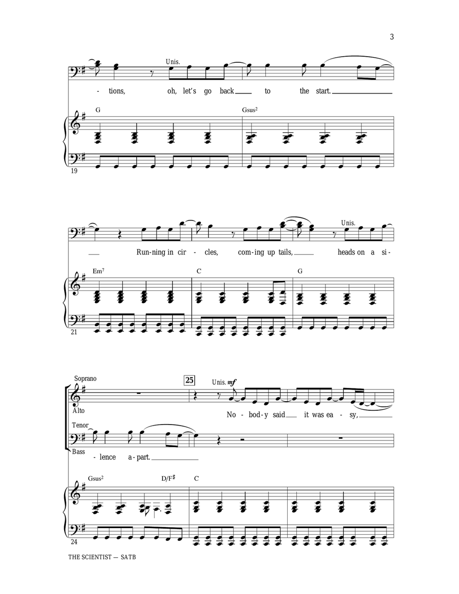 The Scientist (arr. Ed Lojeski) 4-Part scores gallery preview page 3