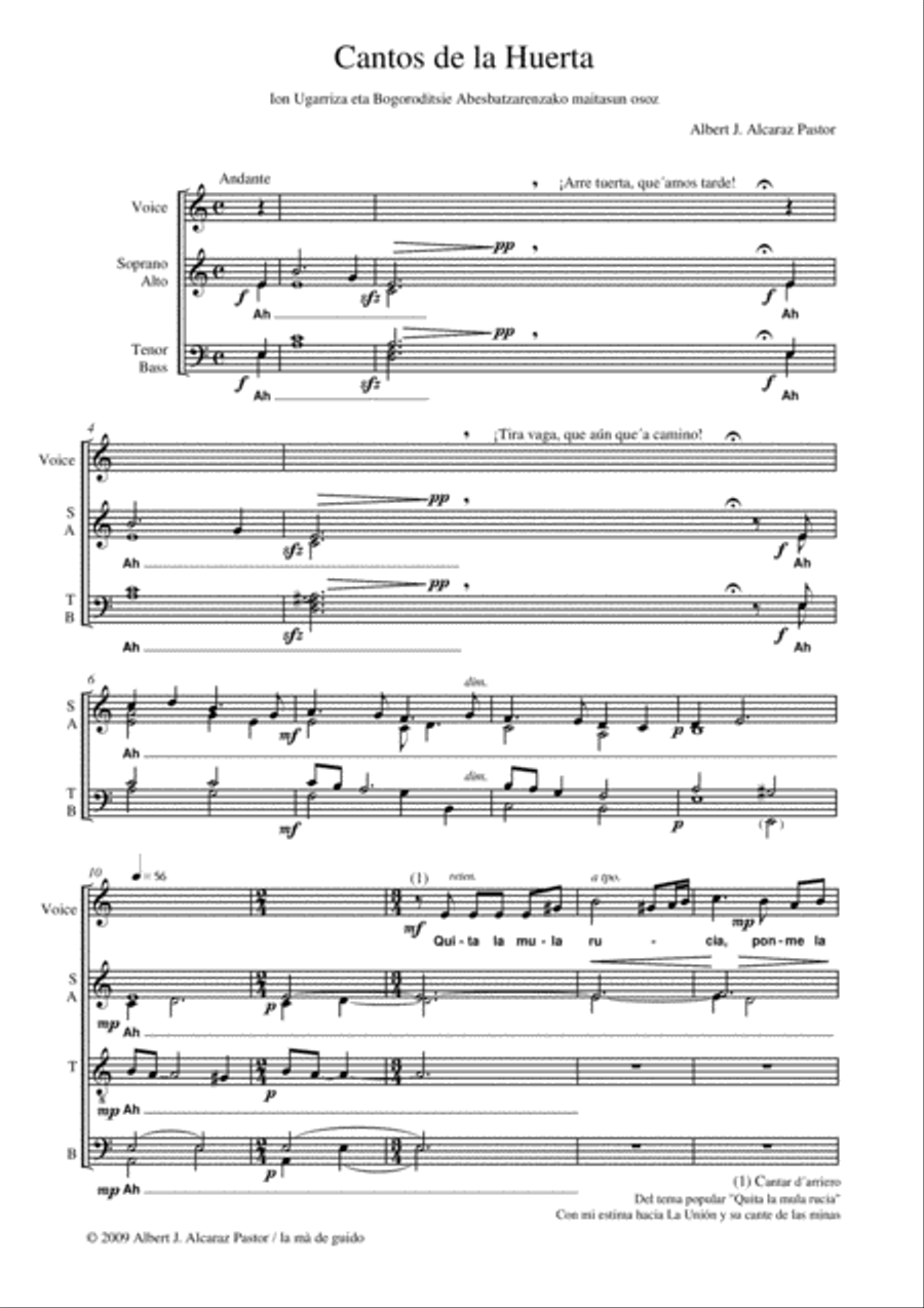 Cantos de la Huerta 4-Part scores gallery preview page 4
