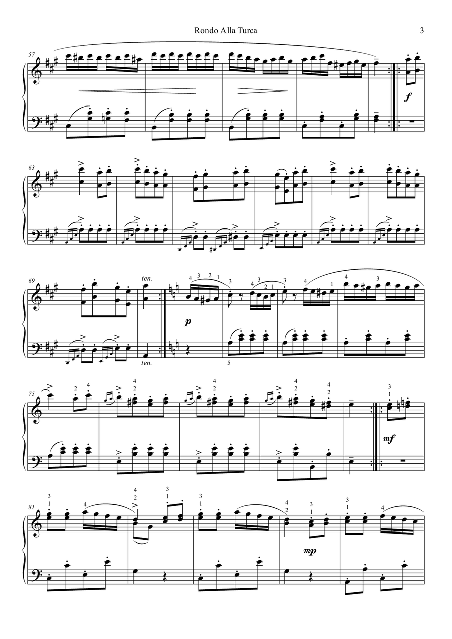 Rondo Alla Turca Piano Solo scores gallery preview page 3