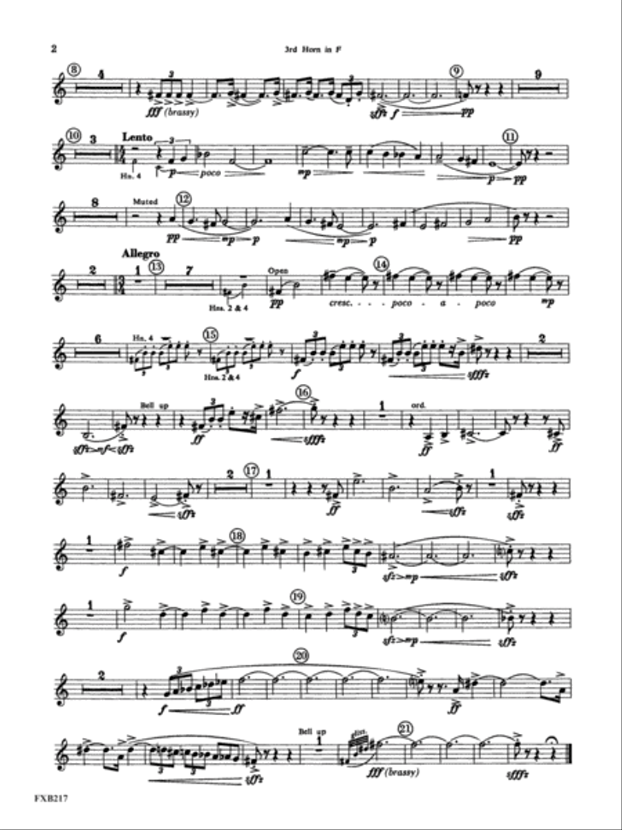 Symphony for Brass and Percussion: 3rd F Horn Concert Band scores gallery preview page 2