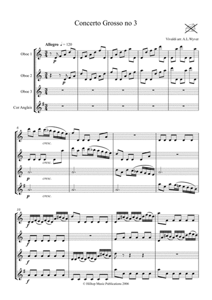 Concerto Grosso No. 3 arranged for three oboes and cor anglais image number null