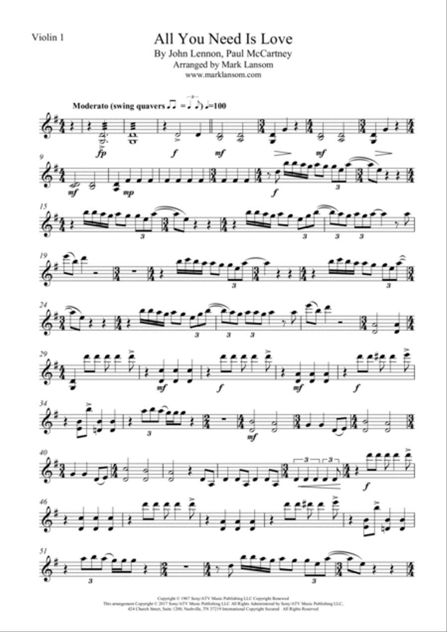 All You Need Is Love All You Need Is Love String Quartet scores gallery preview page 6
