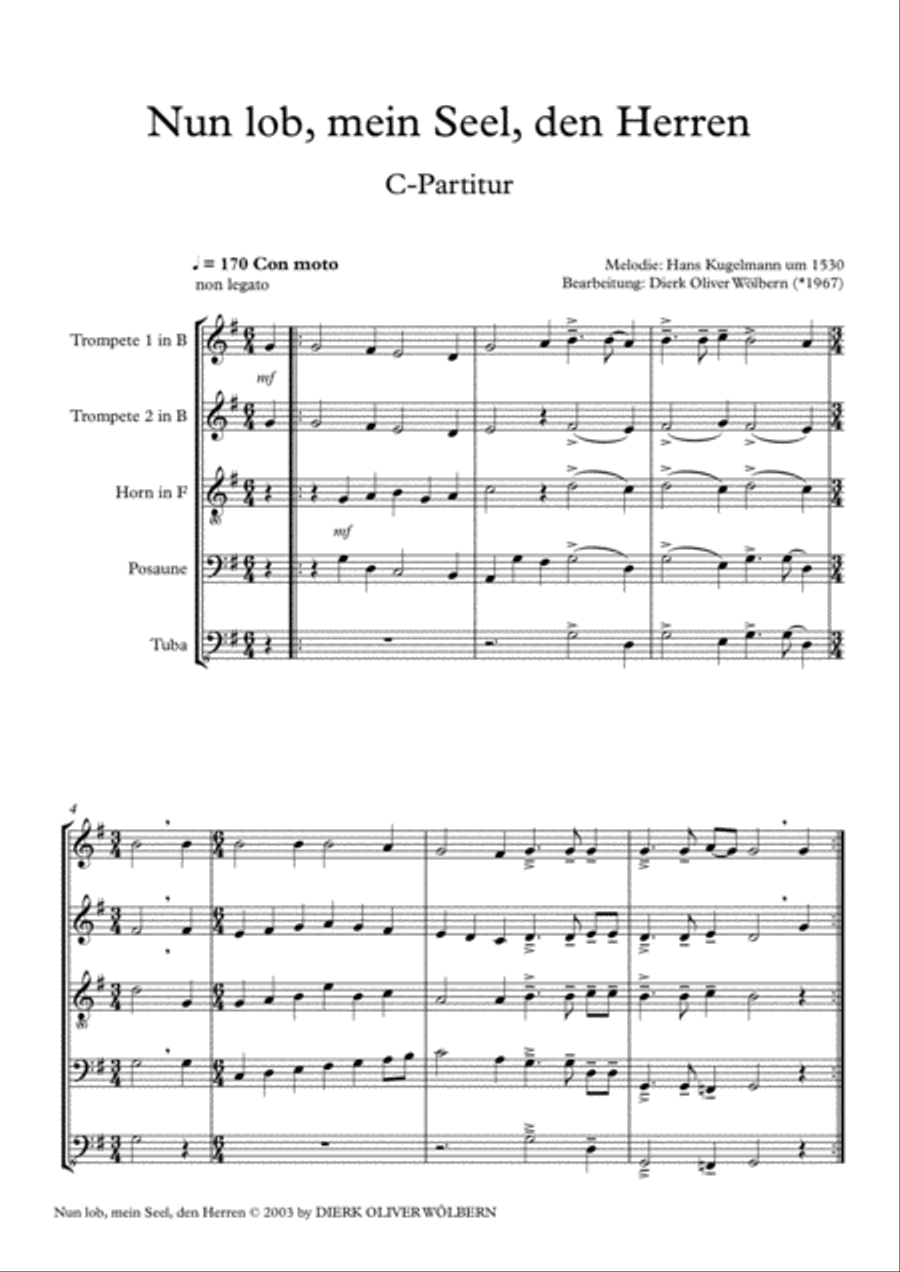 Nun lob, mein Seel, den Herren Brass Ensemble scores gallery preview page 2
