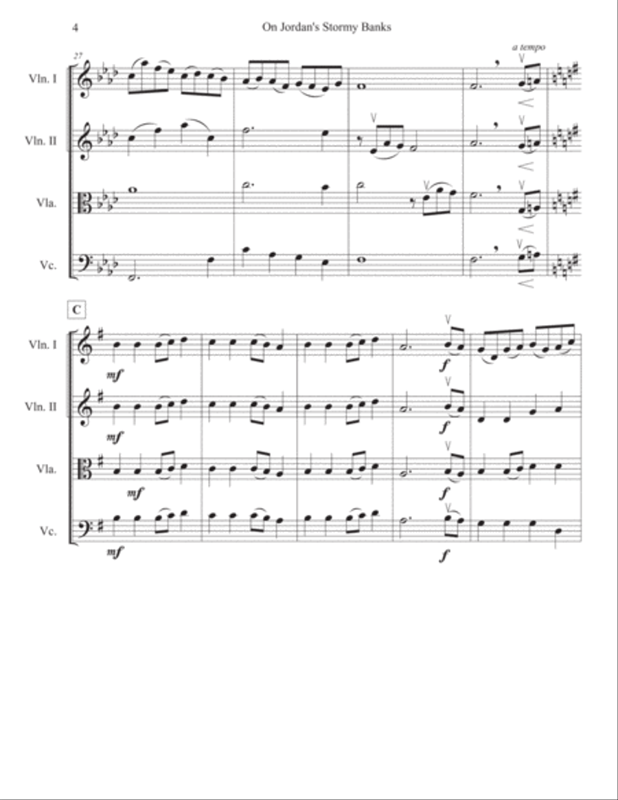 On Jordan's Stormy Banks On Jordan's Stormy Banks String Quartet scores gallery preview page 4