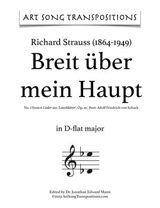 STRAUSS: Breit über mein Haupt, Op. 19 no. 2 (transposed to D-flat major and C major)