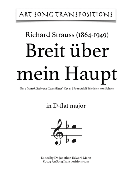 STRAUSS: Breit über mein Haupt, Op. 19 no. 2 (transposed to D-flat major and C major)