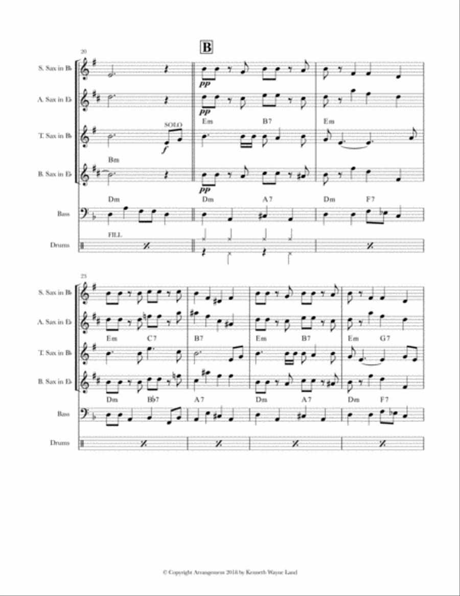 St. James Infirmary (Sax Quartet) Saxophone Quartet scores gallery preview page 5