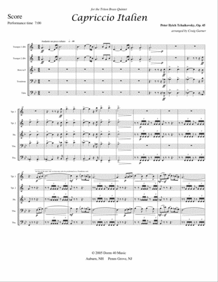 Capriccio Italien, Op. 45 Brass Ensemble scores gallery preview page 2