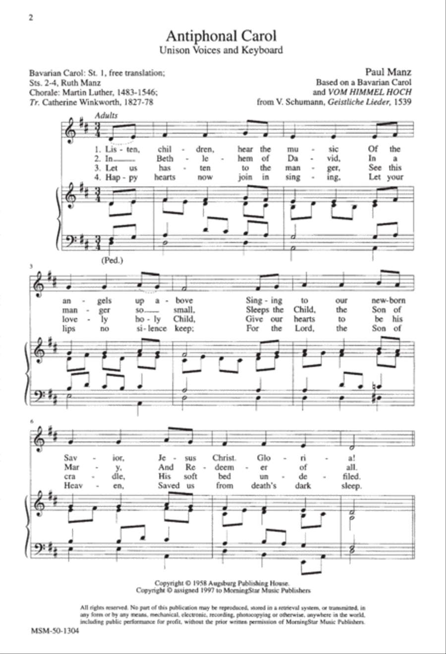 Antiphonal Carol Antiphonal Carol Unison Choir scores gallery preview page 2