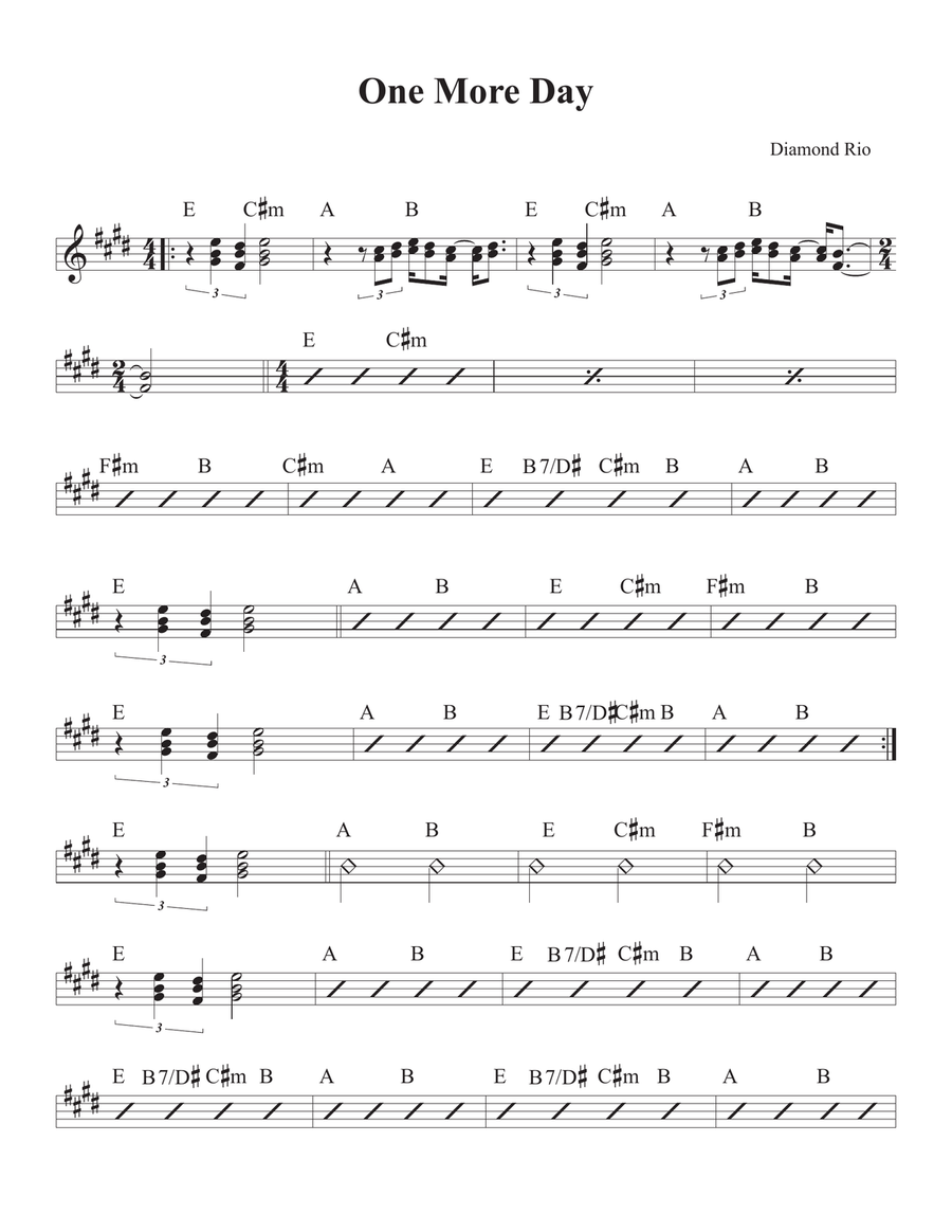 One More Day Piano, Vocal scores gallery preview page 1
