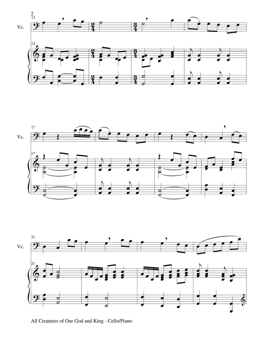 Gary Lanier: 3 HYMNS of ADORATION (Duets for Cello and Piano) Piano scores gallery preview page 4
