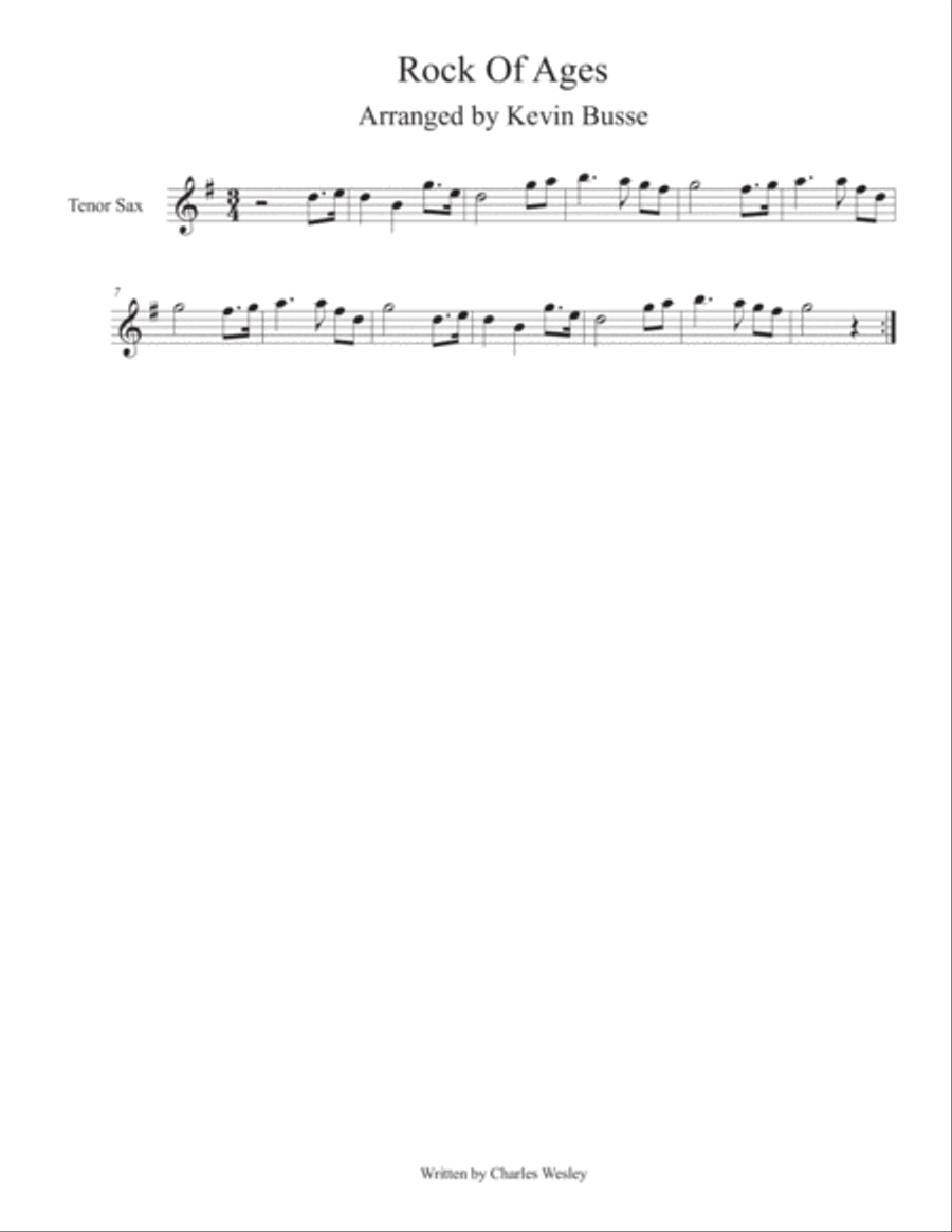 Rock Of Ages - Tenor Sax Tenor Saxophone scores gallery preview page 1