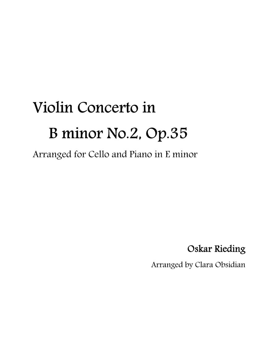 Rieding: Violin Concerto in B minor, No.2, Op.35 for Cello and Piano in E minor image number null