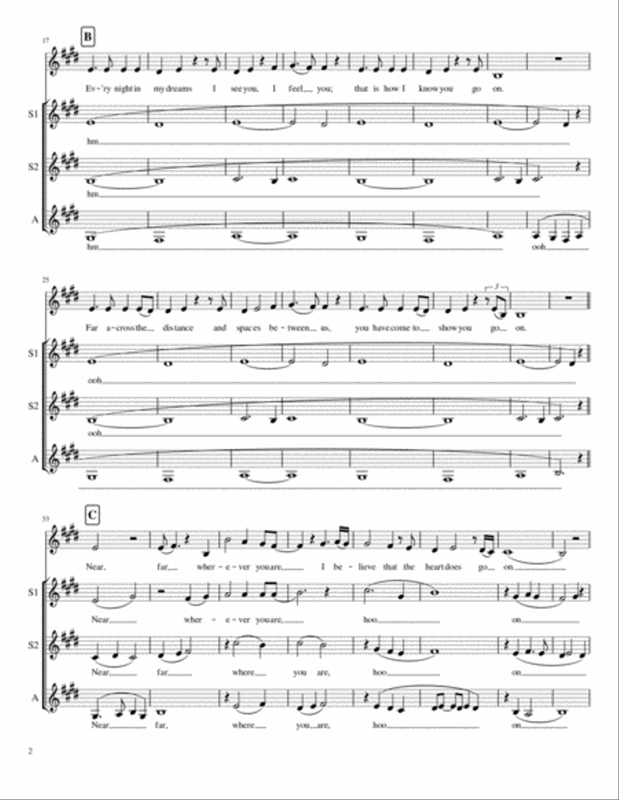 My Heart Will Go On (Love Theme from Titanic) SSA scores gallery preview page 2