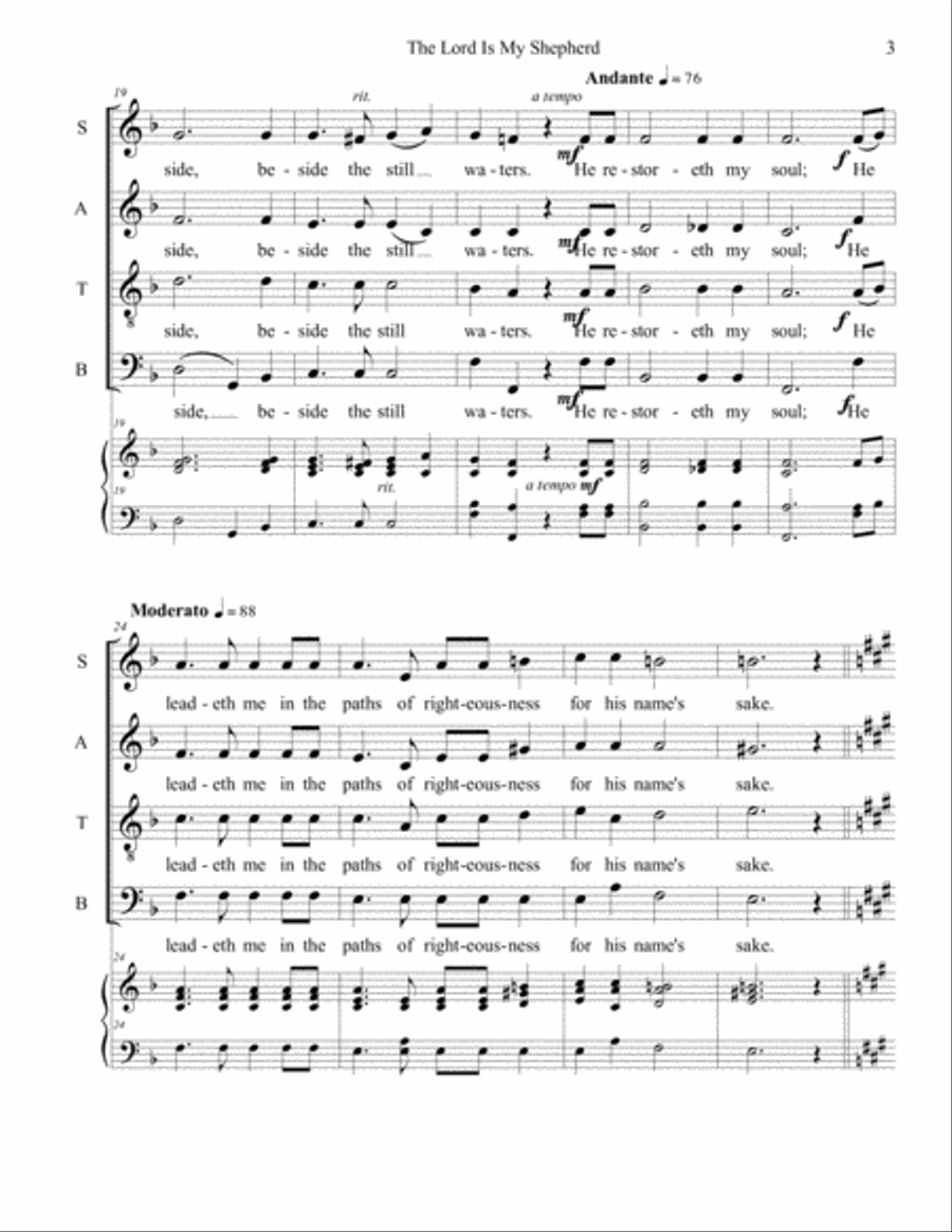 The Lord Is My Shepherd (SB 45) 4-Part scores gallery preview page 3