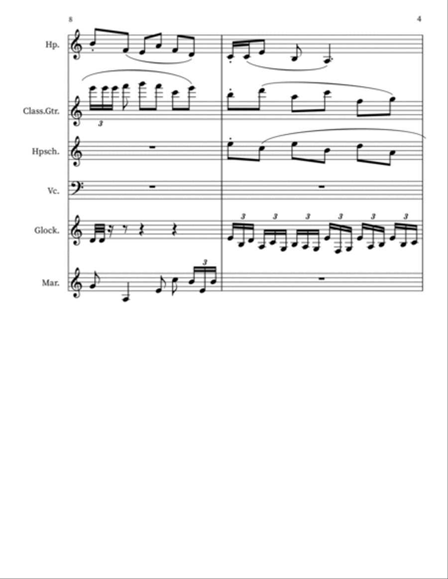 Ambrosia 72 for Harp. Percussion, Guitar, Harpsichord... Small Ensemble scores gallery preview page 4