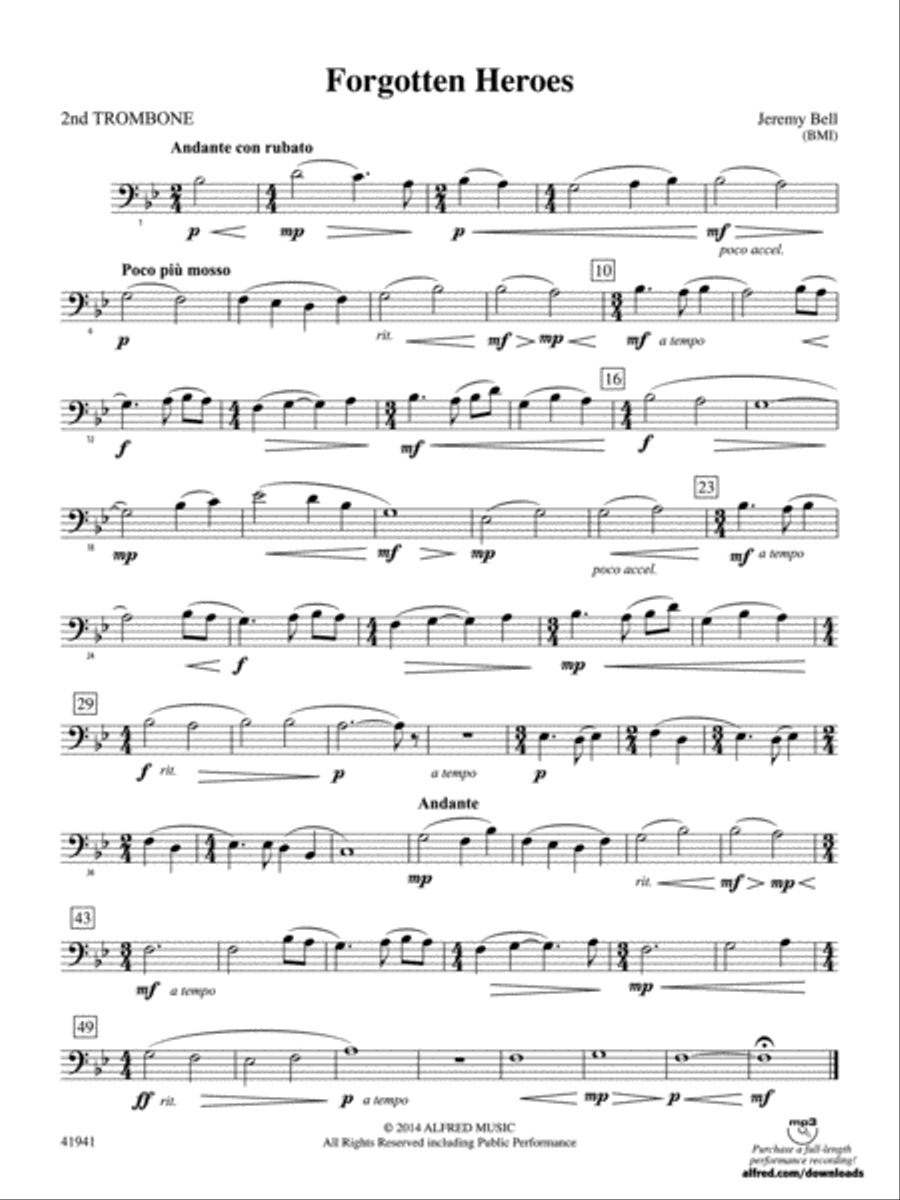 Forgotten Heroes: 2nd Trombone Concert Band scores gallery preview page 1