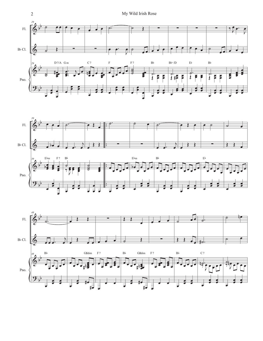 My Wild Irish Rose (Duet for Flute and Bb-Clarinet) Woodwind Duet scores gallery preview page 2