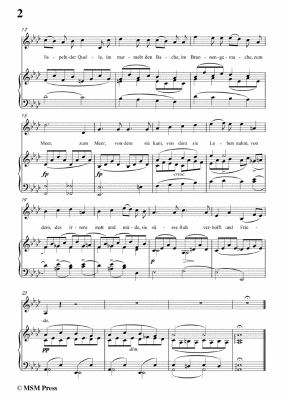 Schubert-Leiden der Trennung,in A flat Major,for Voice&Piano Voice scores gallery preview page 4