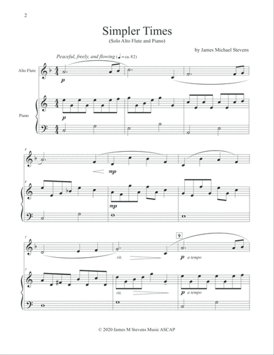 Simpler Times - Alto Flute & Piano Flute Solo scores gallery preview page 2