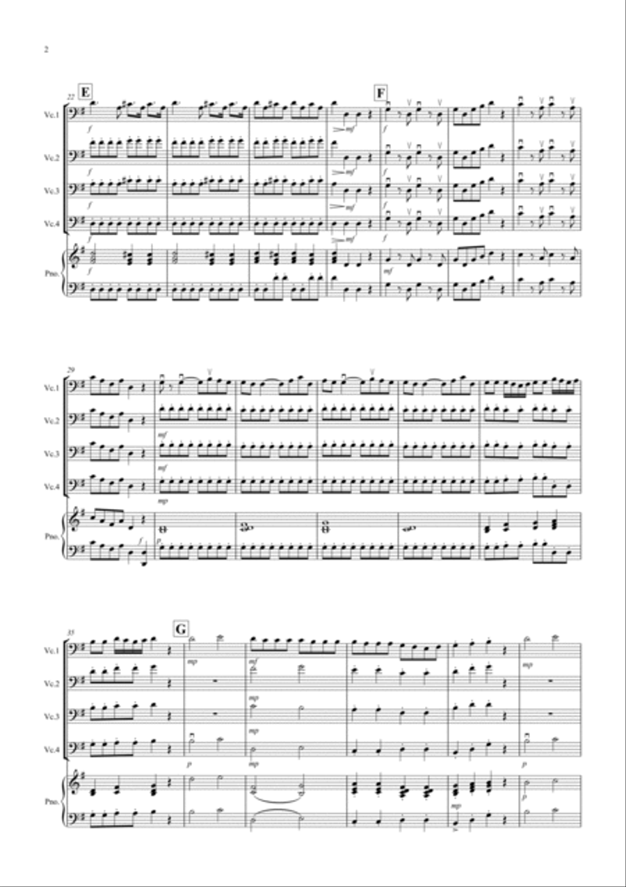 Eine Kleine Nachtmusik (1st movement) for Cello Quartet Cello Solo scores gallery preview page 2