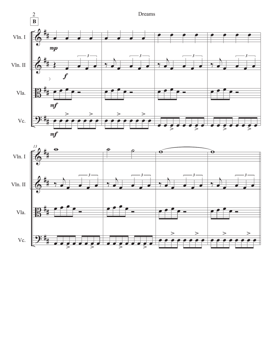 Dreams String Quartet scores gallery preview page 2