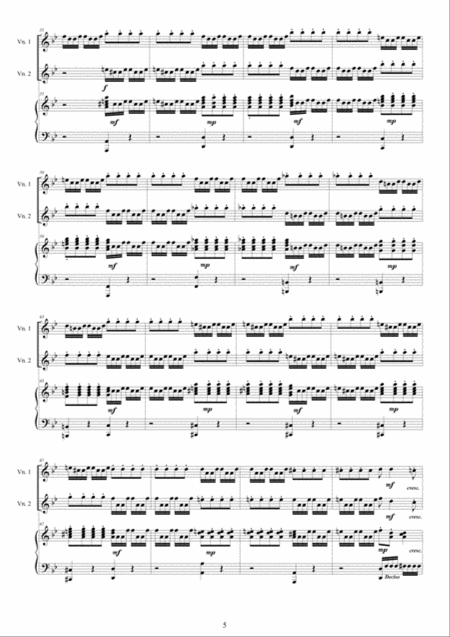 Vivaldi - Violin Concerto No.2 in G minor RV 578 Op.3 for Two Violins and Piano String Duet scores gallery preview page 5