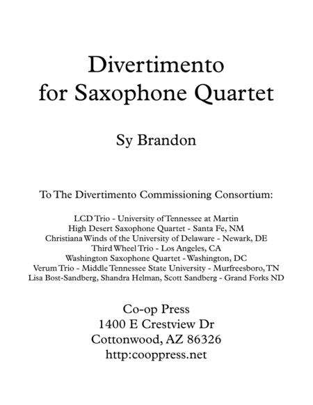 Divertimento for Saxophone Quartet image number null
