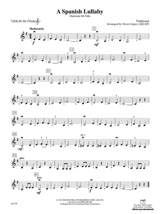 A Spanish Lullaby: 3rd Violin (Viola [TC])