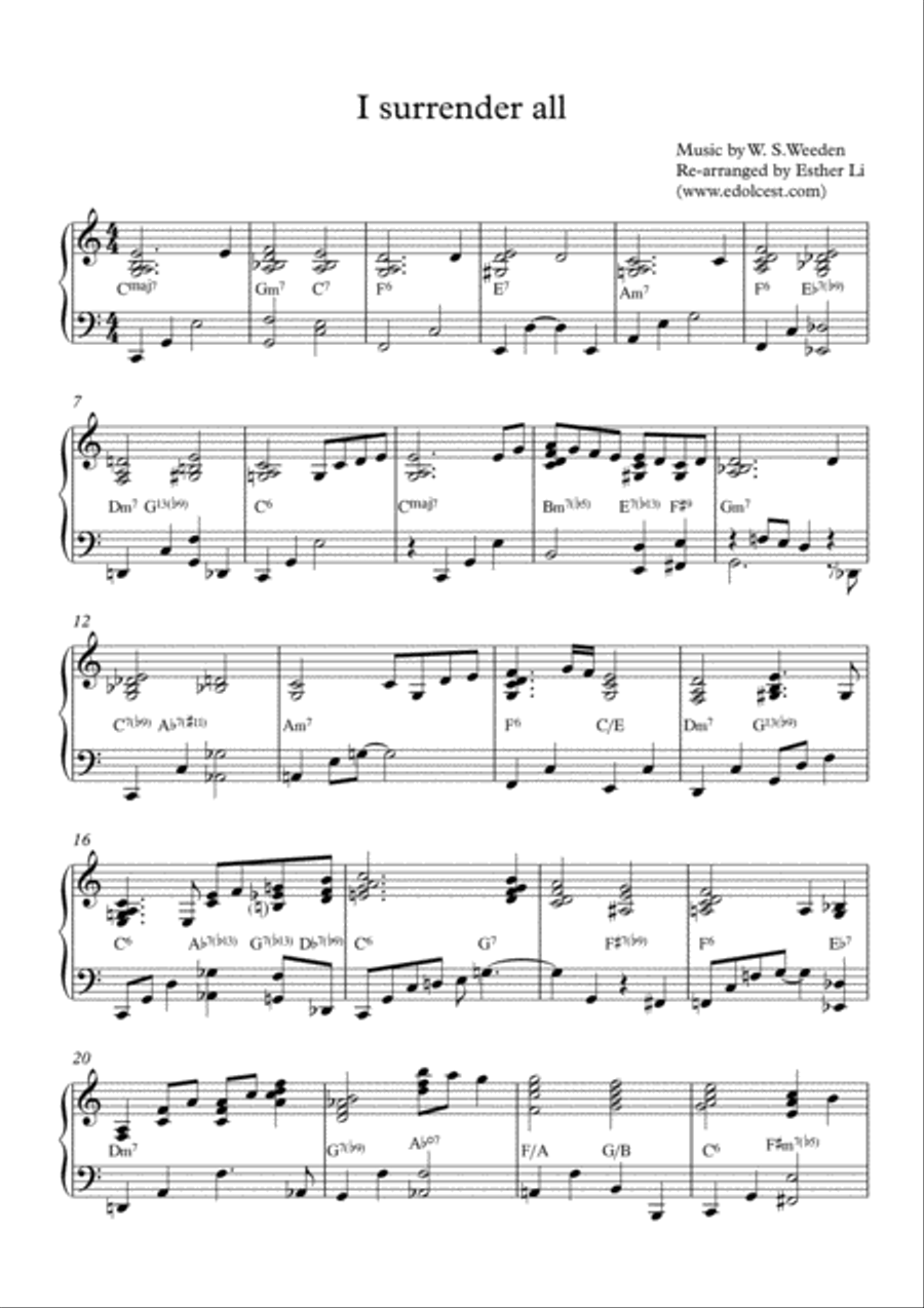 I surrender all Piano Solo scores gallery preview page 1