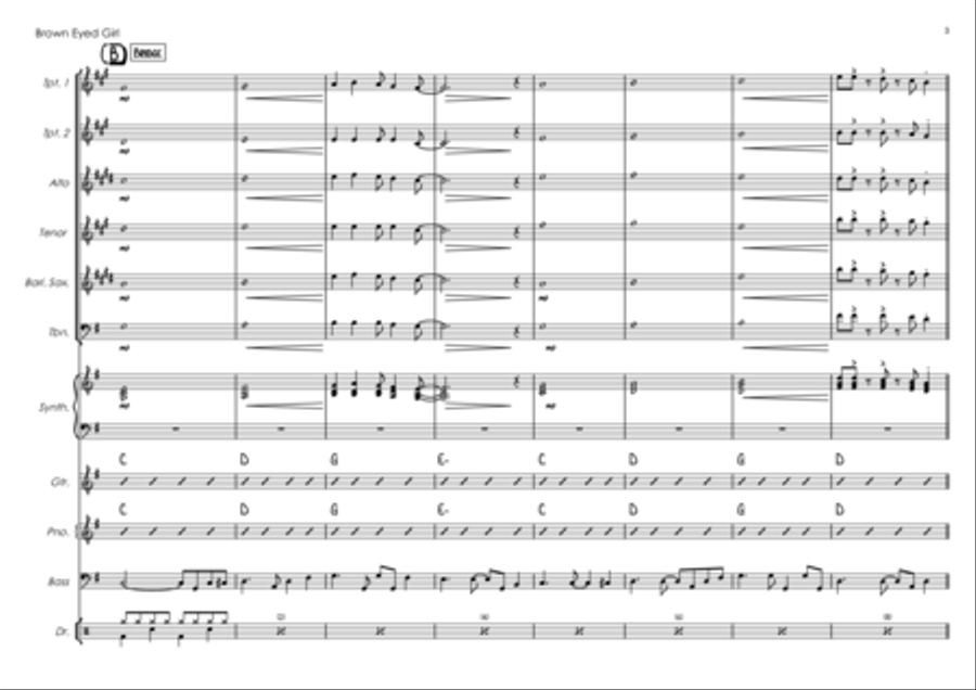 Brown Eyed Girl Jazz Ensemble scores gallery preview page 3