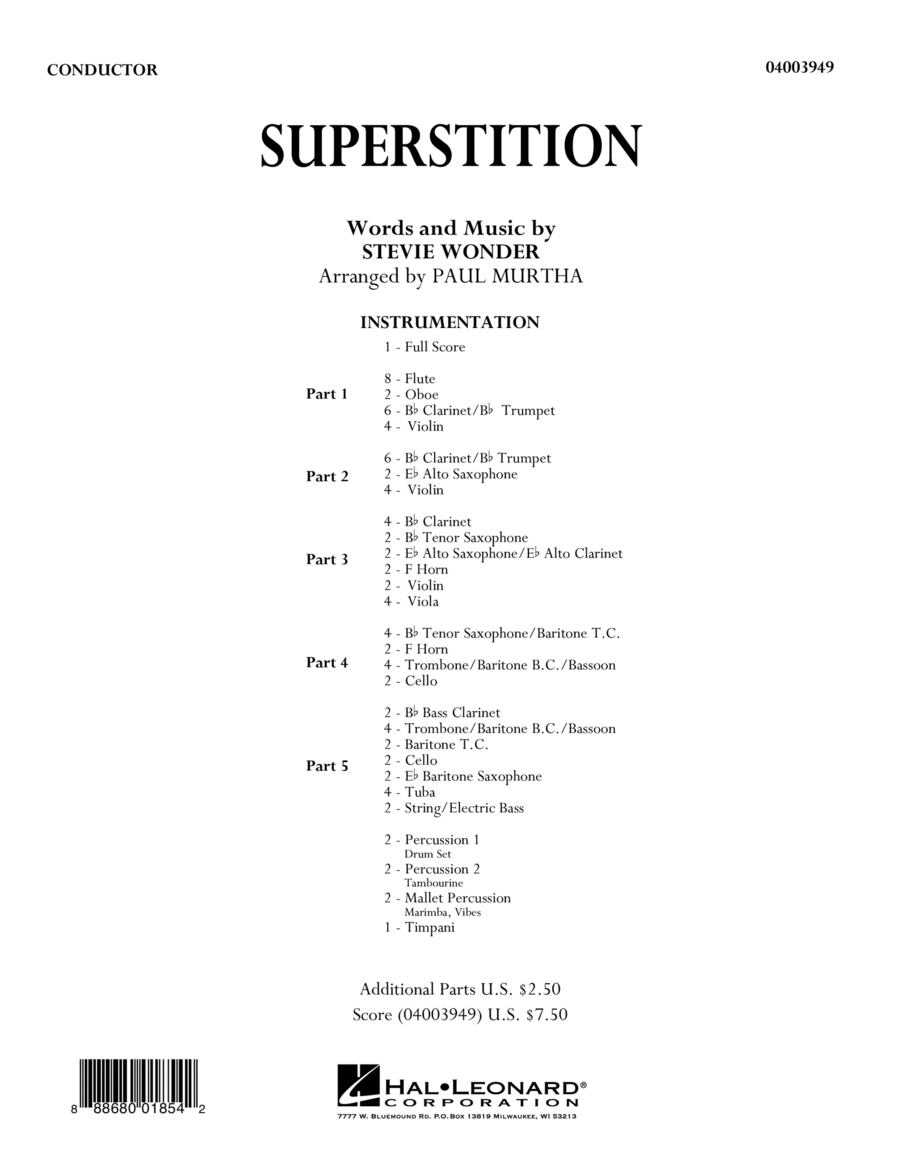 Superstition - Conductor Score (Full Score) Concert Band scores gallery preview page 1