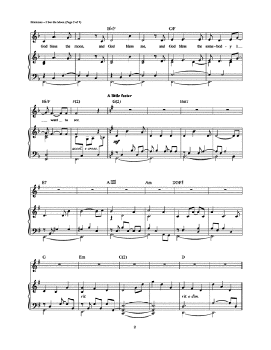 I See the Moon Piano, Vocal, Guitar scores gallery preview page 2