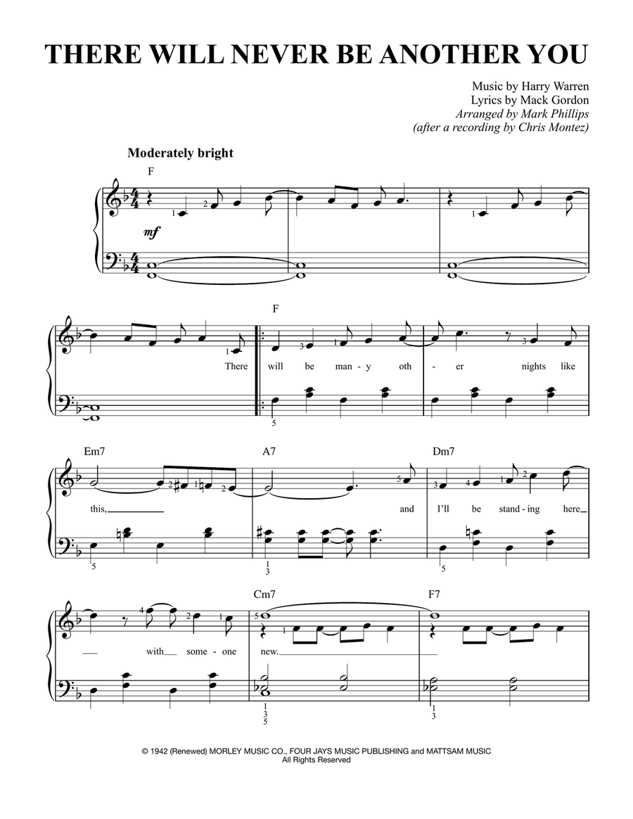 There Will Never Be Another You Easy Piano scores gallery preview page 1