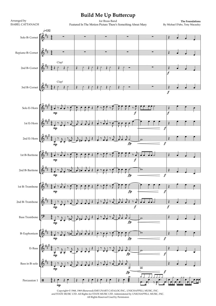 Build Me Up, Buttercup Build Me Up, Buttercup Brass Band scores gallery preview page 1