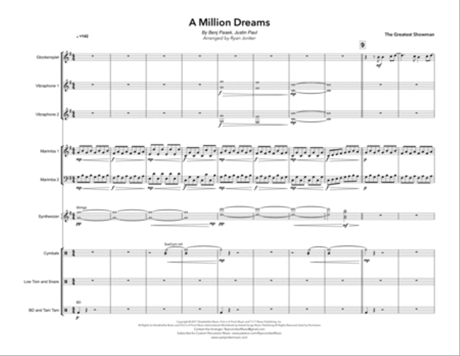 A Million Dreams Percussion Ensemble scores gallery preview page 2