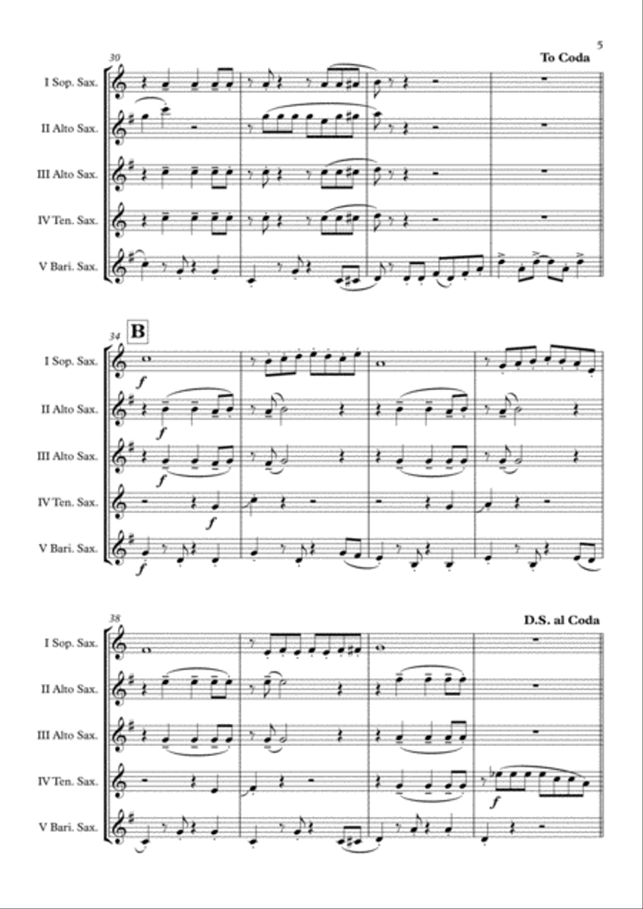 Speedy Gonzales Saxophone Quintet scores gallery preview page 6