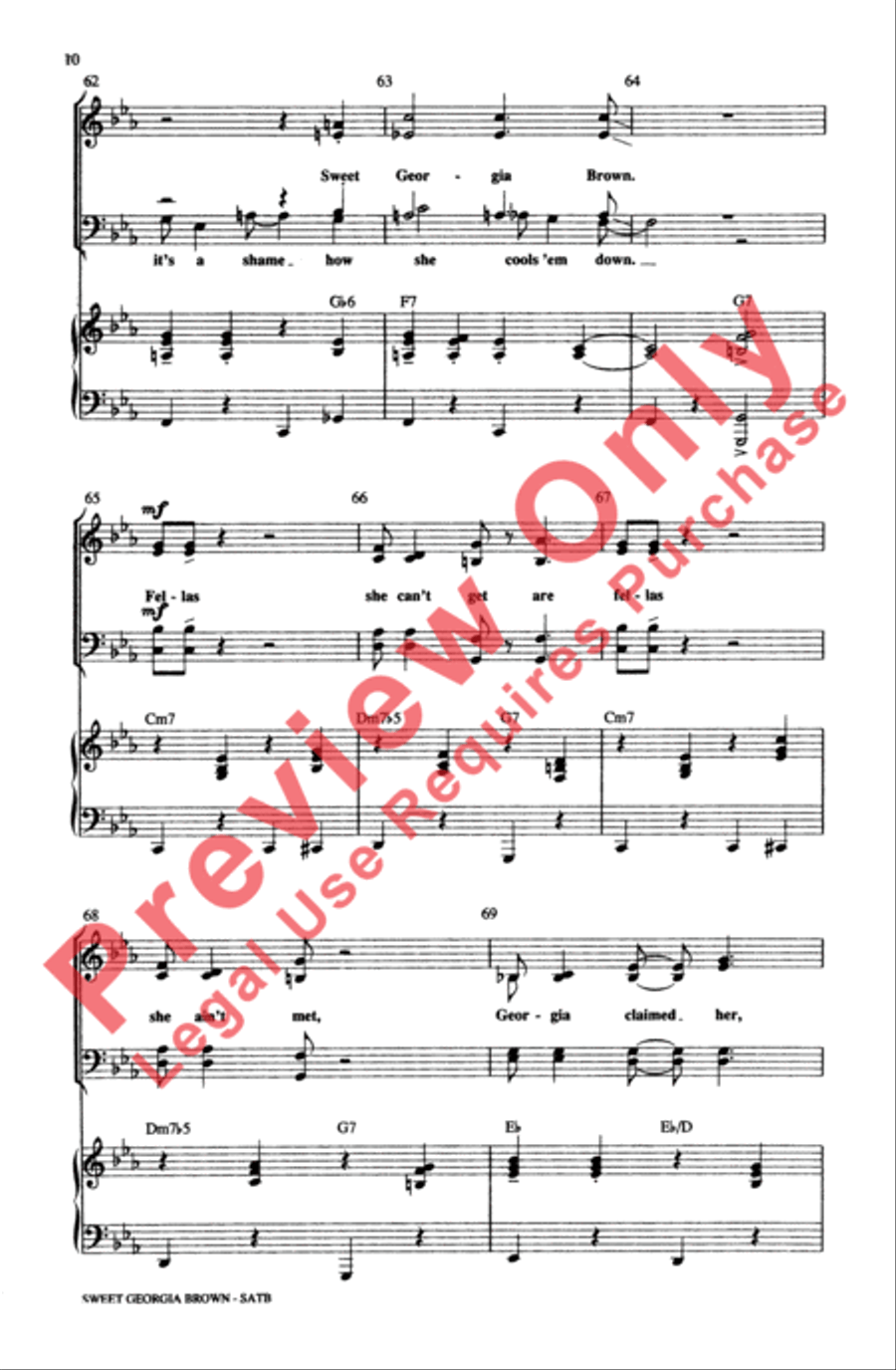 Sweet Georgia Brown Sweet Georgia Brown 4-Part scores gallery preview page 10