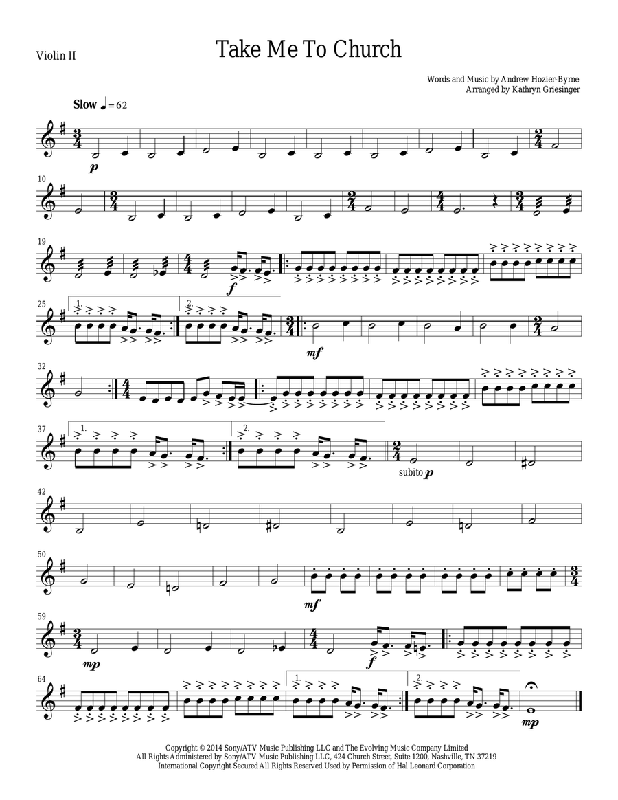 Take Me To Church String Quartet scores gallery preview page 3