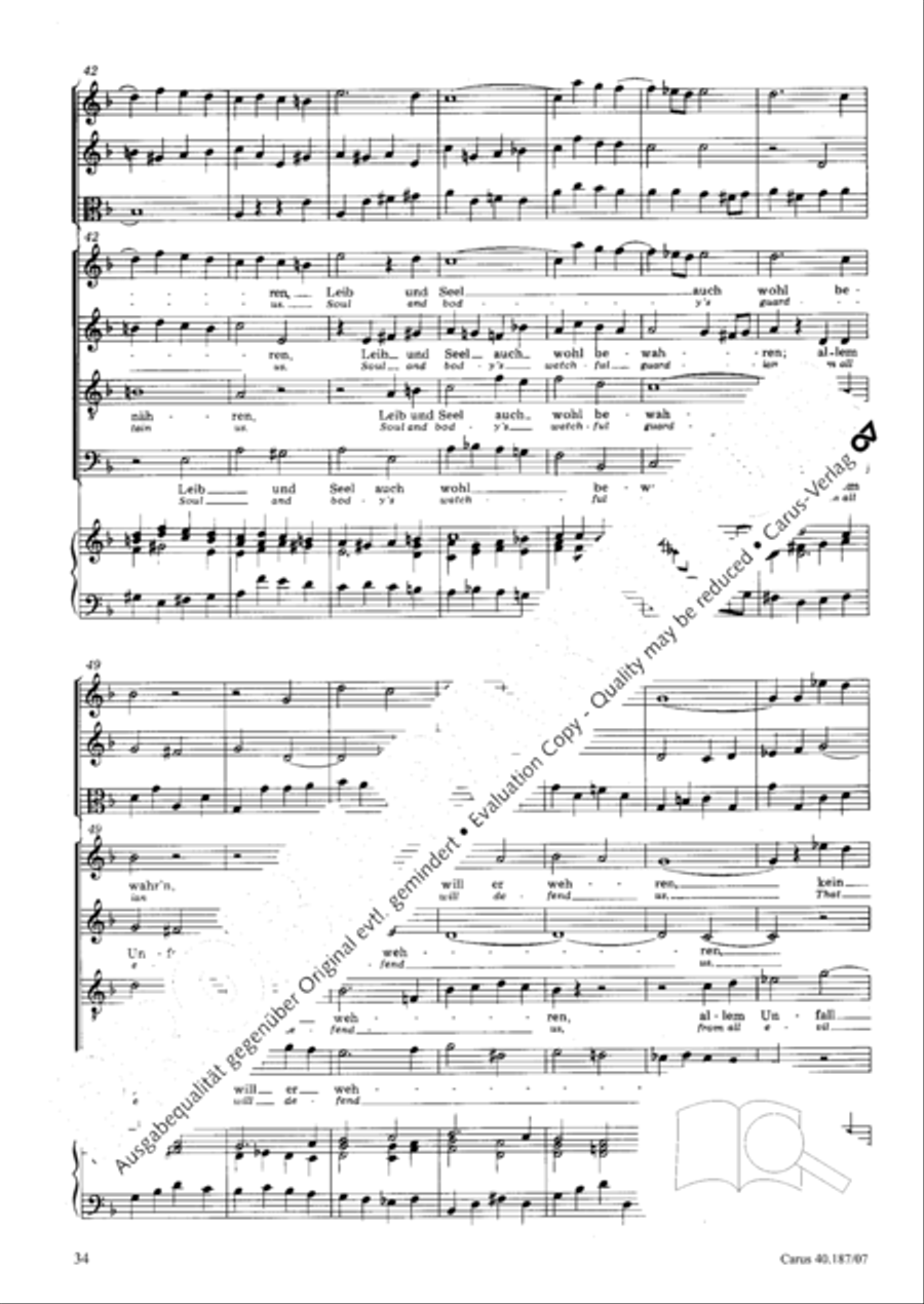 We all believe in one true God (Wir glauben all an einen Gott) 4-Part scores gallery preview page 35
