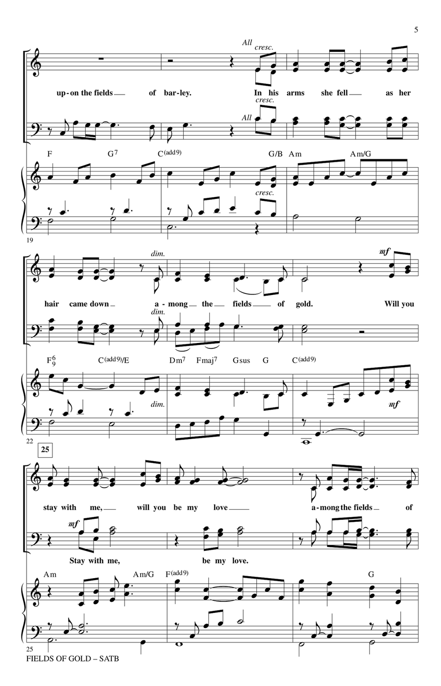 Fields Of Gold (arr. Roger Emerson) 4-Part scores gallery preview page 3