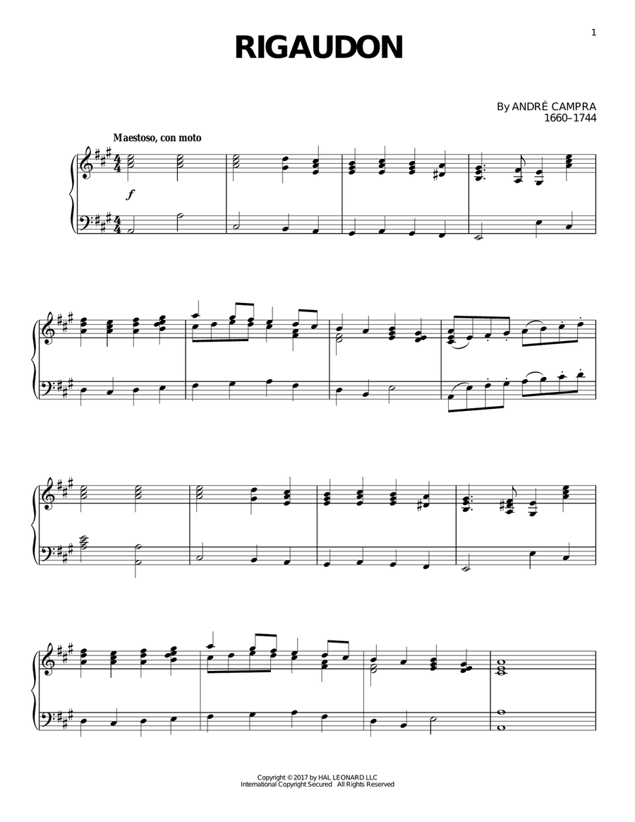 Rigaudon Piano Solo scores gallery preview page 1
