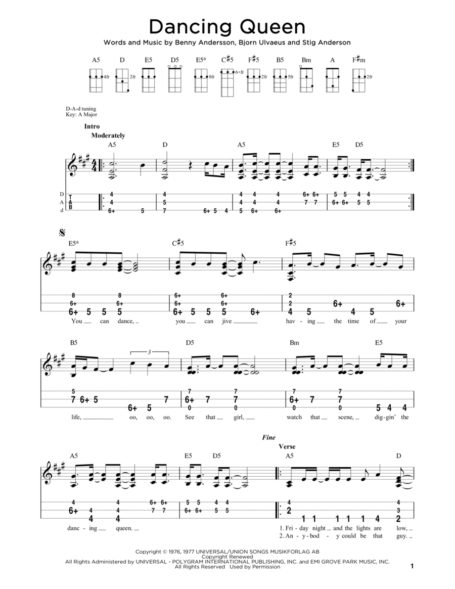 Dancing Queen (arr. Steven B. Eulberg) Dulcimer scores gallery preview page 1