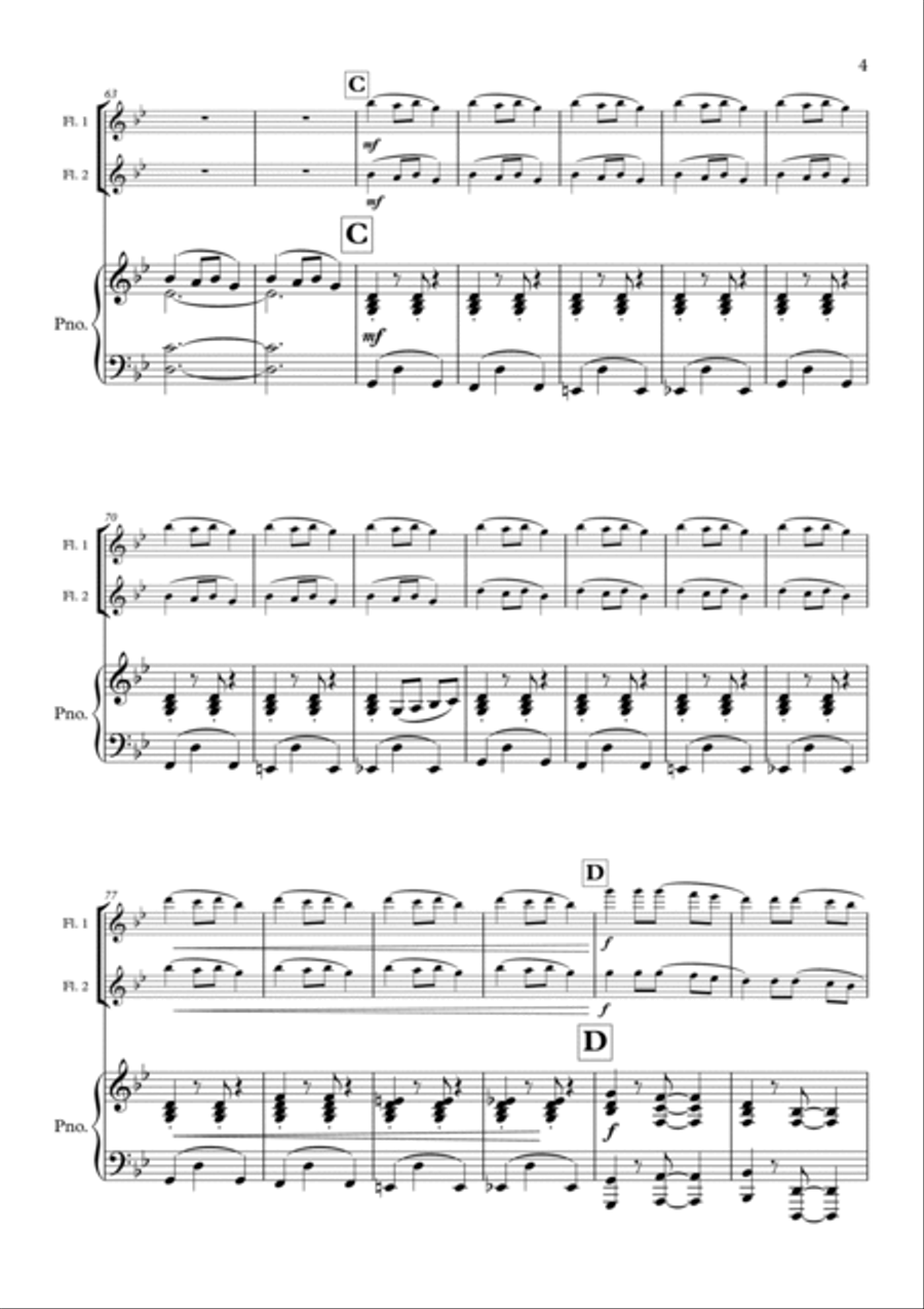 Carol Of The Bells - 2 Flutes & Piano Flute Duet scores gallery preview page 5