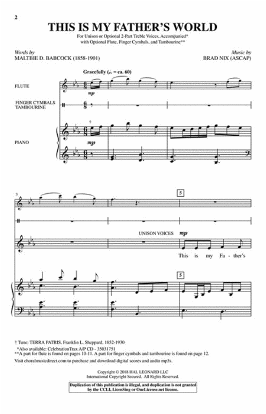 This Is My Father's World Unison Choir scores gallery preview page 2